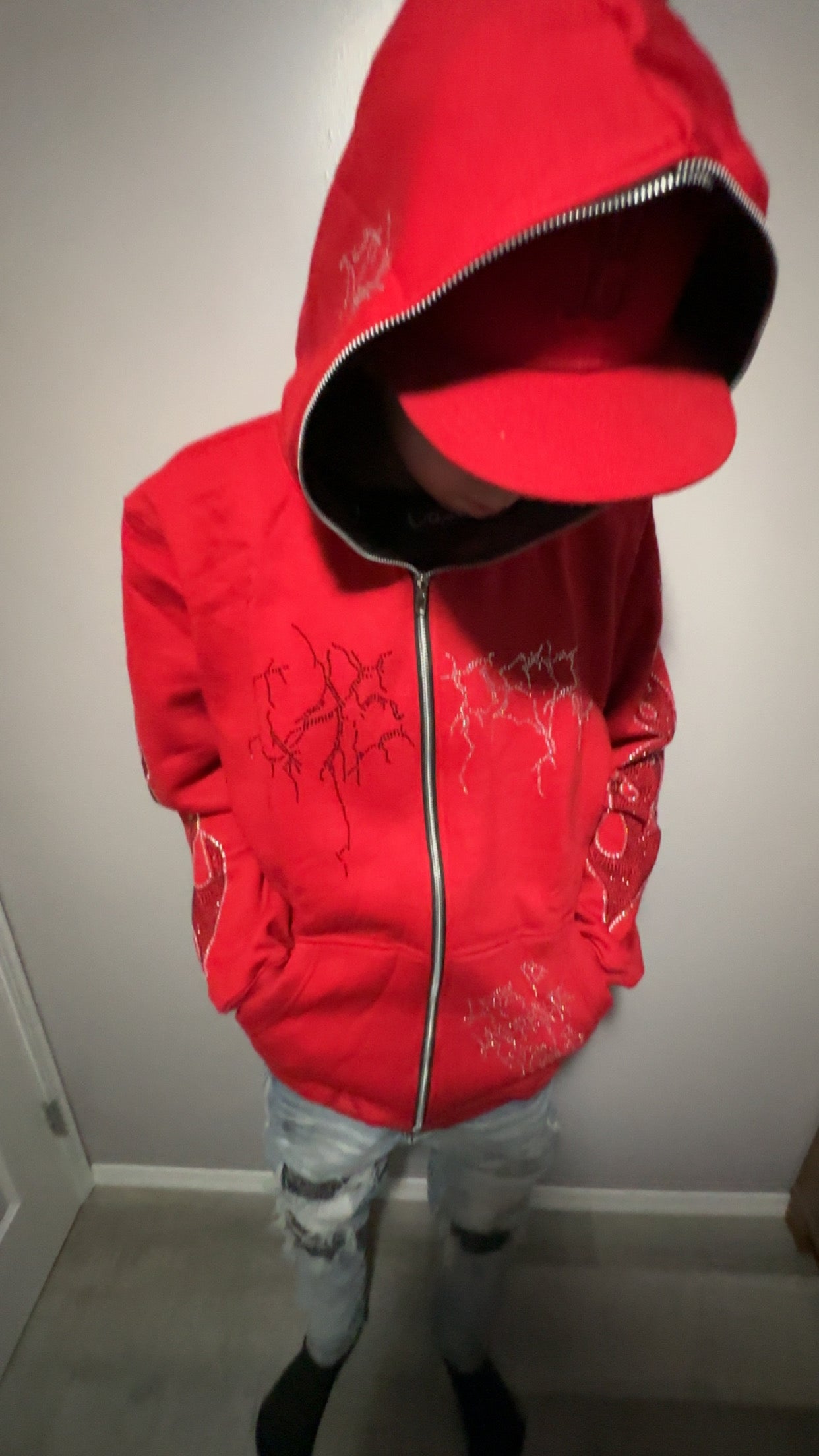 Caspers Full zip up hoodie (RED)